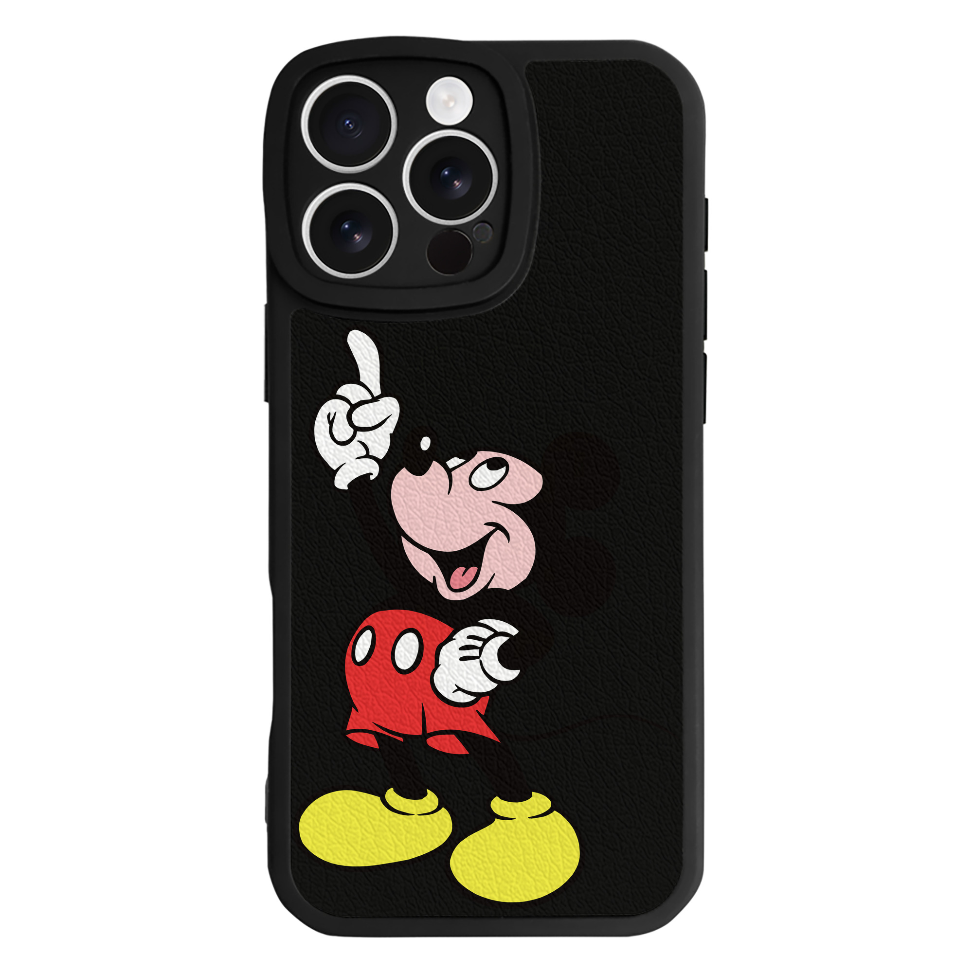 （画像用） ミッキーマウス Mickey Mouse 【iPhone 16シリーズ対応】シリコンスマホケース（レザー調） 材質：シリコン